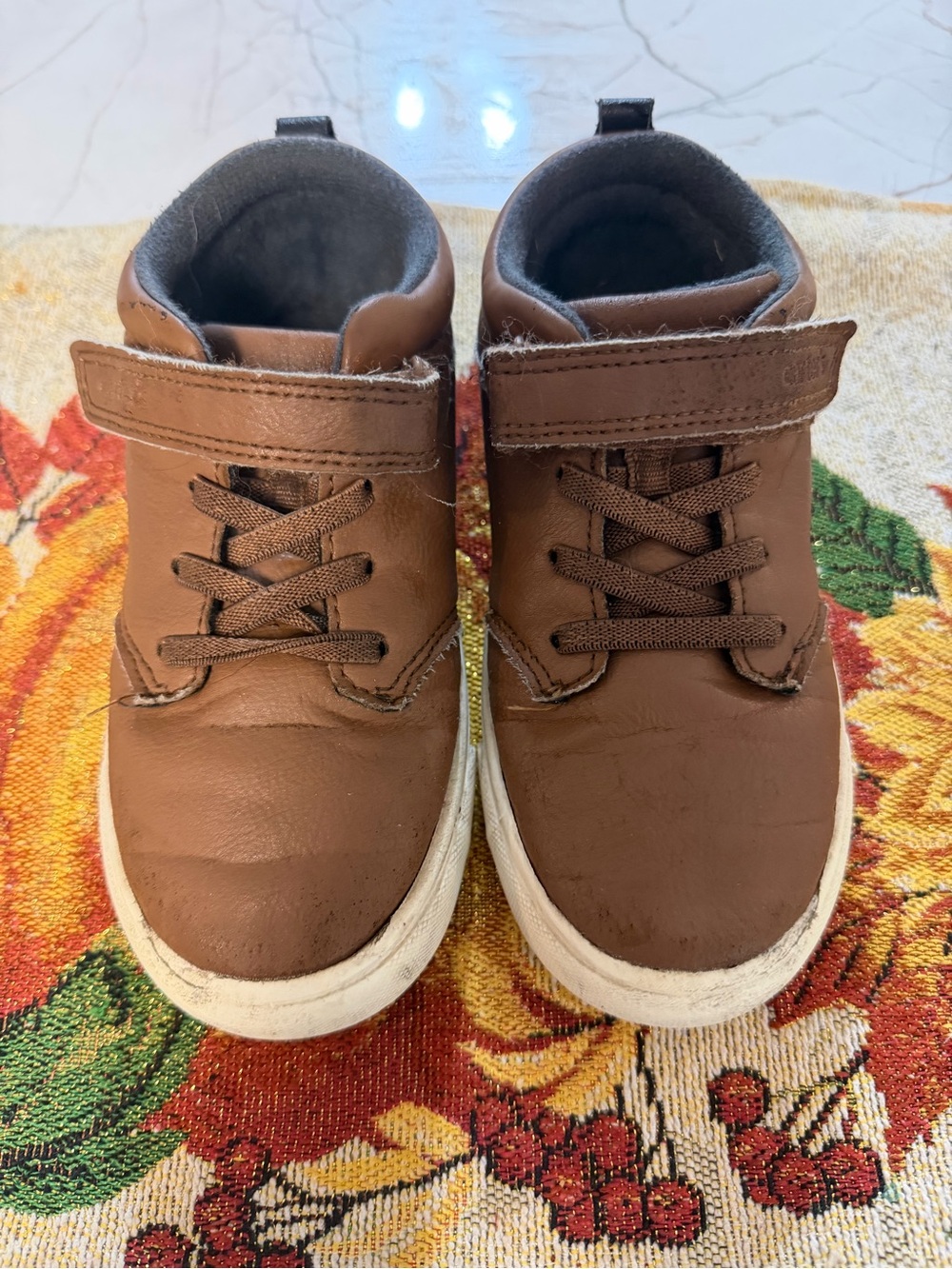 Carter's Brown Kids High-Top Sneakers with Hook-and-Loop Strap